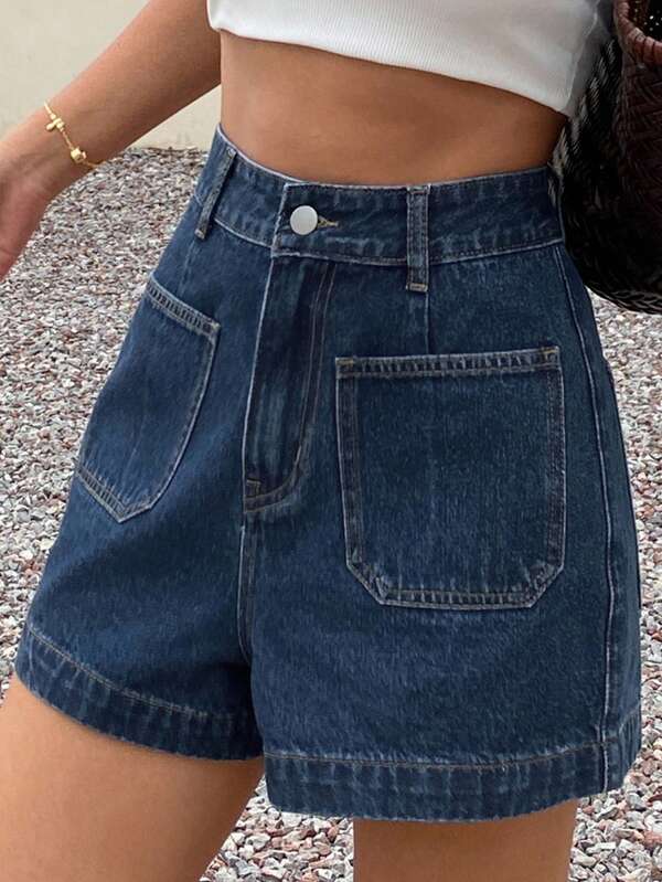 DAZY Shorts vaqueros casuales de verano para mujer con bolsillos grandes