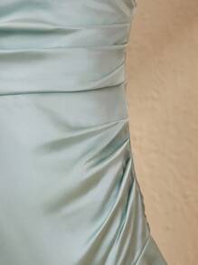 Flower Girl Wedding Elegant High-Waist Sleeveless Flounce Hem Split Dress For Tween Girls Party/Birthday/Prom Fall Winter - Green - View 5