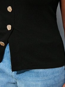 Maija Plus Size Casual Black Knitted Strapless Top With Gold Button Details For Women Plus Size Plus Size Tube Tops Curve Tube Top Strapless Tops Plus Size Strapless Top Tube Top Fall Women Clothesback To School Clothes Homecoming Modest Vintage Clothes Women Old Money Teacher Outfits For Women Going Out Tops Women Business Casual Woman Fall Clothes Plus Size Date Night Outfits Women Business Casual Woman Curve, Christmas Women's Clothing