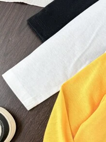 SHEIN Baby Jungen Langarm Oberteile mit Gesichtsprint, Mehrfarbig Schwarz Weiß Gelb, modisch lässig, Mehrfachpack - Verschiedenfarbig - Übersicht 5
