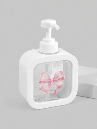 Kawaii Botella recargable con forma de lazo de 300ml, envase de gran capacidad para jabón de manos, espuma