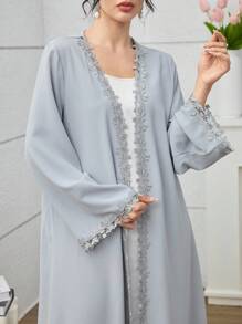 Yasmyna Vestido de abaya árabe estilo Dubai para dama, vestido largo de moda con bordados, patchwork y ribete de encaje