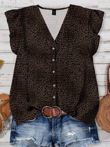 EMERY ROSE Casual Minimalist Plus Size Shirt, Suitable For Summer Autumn And Winter,Teacher Shirts Chic Blouses For Women - Brown - View 1