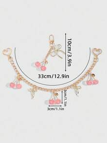 ROMWE Kawaii 2 móc khóa nơ hình quả anh đào dễ thương, thích hợp trang trí túi vuông nhỏ, tuyệt vời làm quà tặng cho ngày tựu trường, sinh nhật, ngày lễ - Nhiều màu - Xem 3