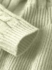 Young Girls Sweater Dress With A-Line Silhouette And High Round Neckline Fall Winter - Mint Green - View 3