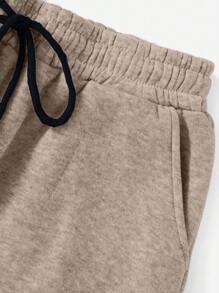 SHEIN Cottnline Quần nỉ trơn màu đơn giản có dây rút - Nhiều màu - Xem 4