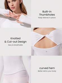 GLOWMODE 莫代尔后背打结长袖T恤 - 白色 - 查看 3