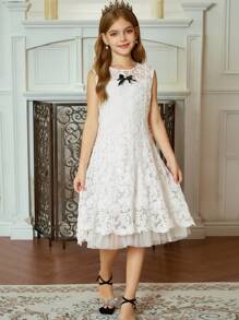 Hapijoa 女童无袖圆领连衣裙，秋季服装 - 杏色 - 查看 2