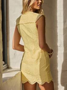 Aralina Summer / Fall Beach Vacation Peter Pan Collar Broidery Detail Streetwear Stockholm Style Party Mini Dress