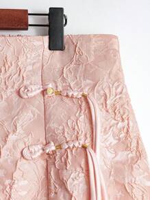Flirla Falda corta elegante y de moda con diseño de botones en jacquard para mujer de talla grande - Multicolor - Ver 6