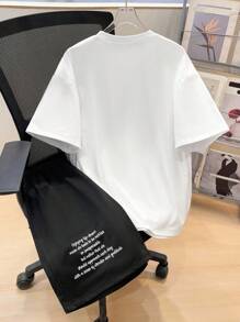 SHEIN Leap Crew 2pcs/Set Tween Boys Casual Cartoon Pattern Round Neck Short Sleeve T-Shirt And Shorts Set, Summer - Multicolor - View 2