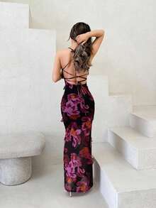 xheJemour Vestido con estampado floral, dobladillo con volantes en capas, elegante atuendo casual de playa y fiesta de verano para mujerxhe - Multicolor - Ver 6