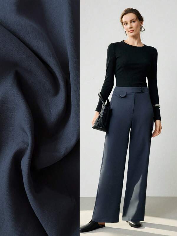 Uhlyne Pantaloni eleganti da donna in tessuto tinta unita, gamba dritta, adatti per l'ufficio, stile minimalista, casual business, vacanze, abbigliamento da lavoro, outfit da insegnante, back to school, autunno, stile old money
