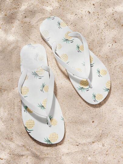 Chanclas casuales con estampado floral para mujer