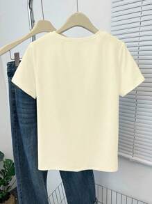 INAWLY 基督教励志泡泡袖运动衫、宗教服饰、圣经经文印花圆领 T 恤（女士） - 杏色 - 查看 2