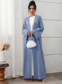 Yasmyna Abaya elegante de mujer con adorno de perla y lazo