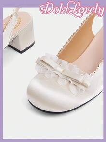 Dola Lovely Bowknot Decor French Mary Jane Elegant High Heel Shoes