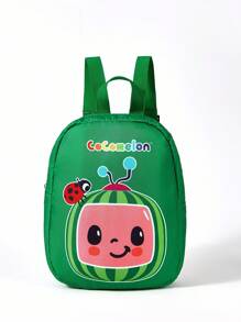 CoComelon X SHEIN 1 件可爱卡通印花迷你涤纶背包，一条可调节肩带，西瓜 - 綠色 - 查看 8