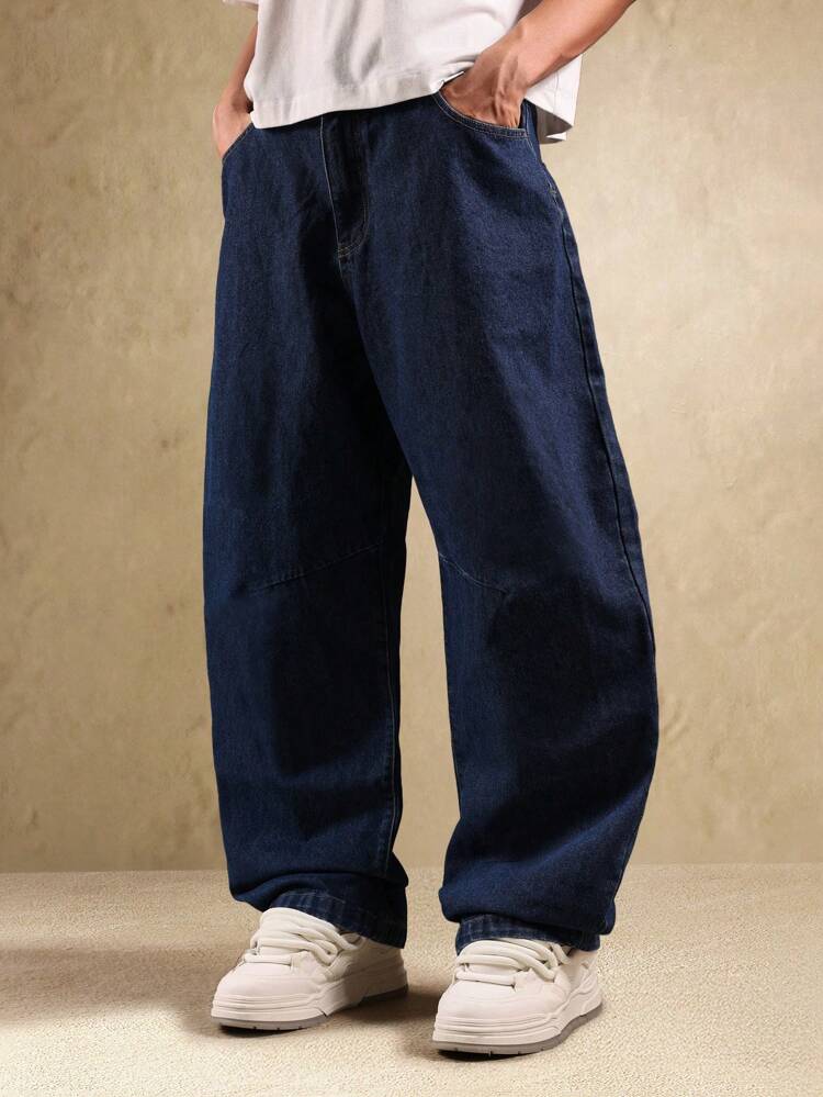 Balloon Fit Wide Leg Denim Jeans With Relaxed Style