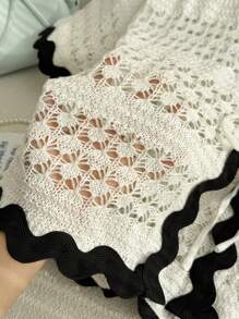 Comfortcana 2 piezas Conjunto de suéter corto de malla calada de talla grande