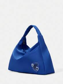 HARRY POTTER X SHEIN Women Casual College Style Animal Badge Embroidery Large Capacity Shoulder Bag - Blue - View 5