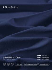 GLOWMODE 比马棉休闲柔软弹力透气常规版型臀长 V 领 T 恤日常休闲装 - Dark Blue - 查看 5