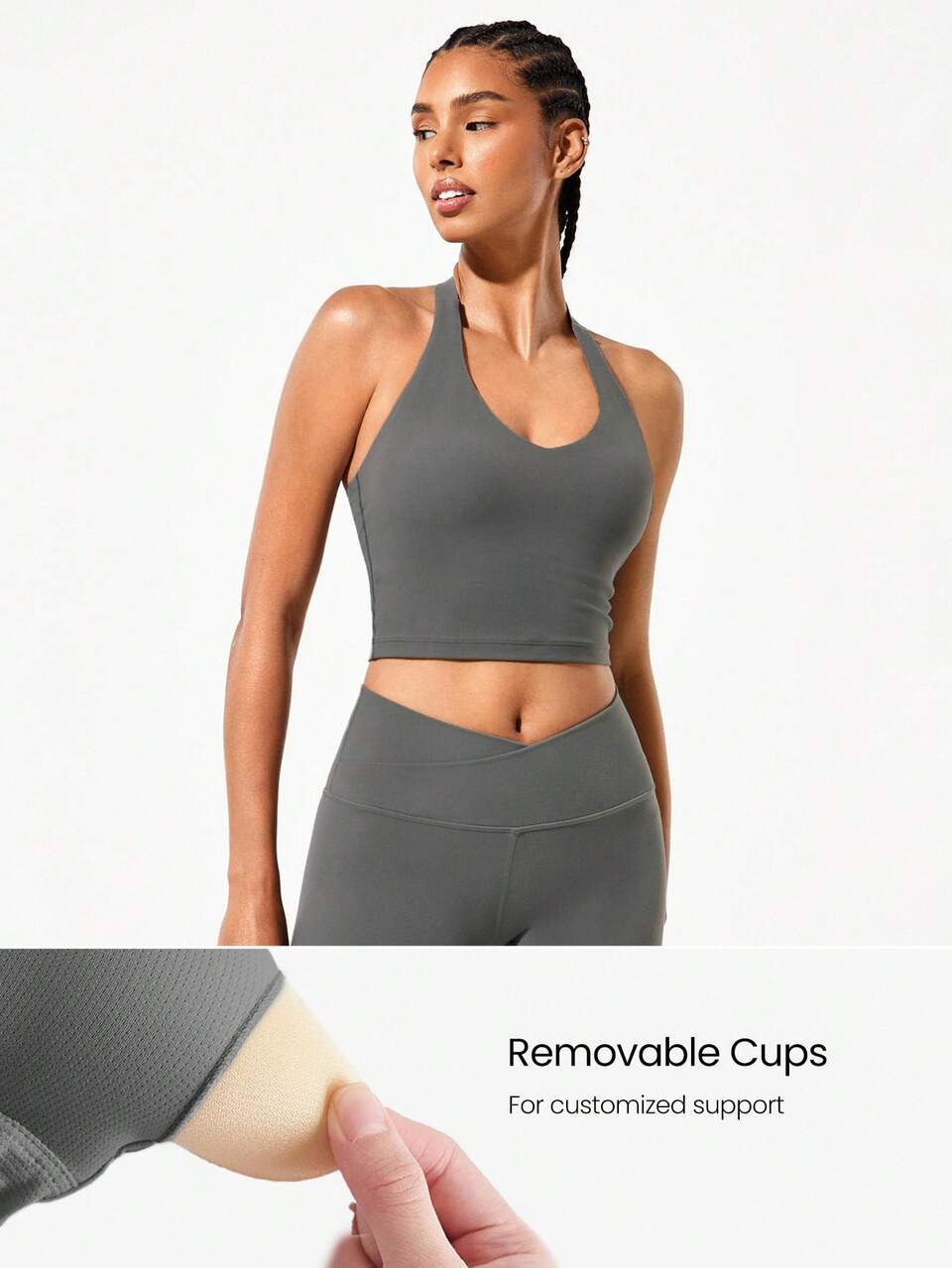 FederFitTM Doppel-Zeit einstellbarer Neckholder Sport-BH Tank Top, leichte Unterstützung, Yoga, Alltagsnutzung