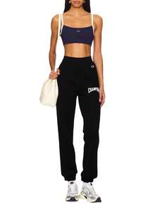 Champion Casual Versatile Letter Embroidery Drawstring Sweatpants - Black - View 3