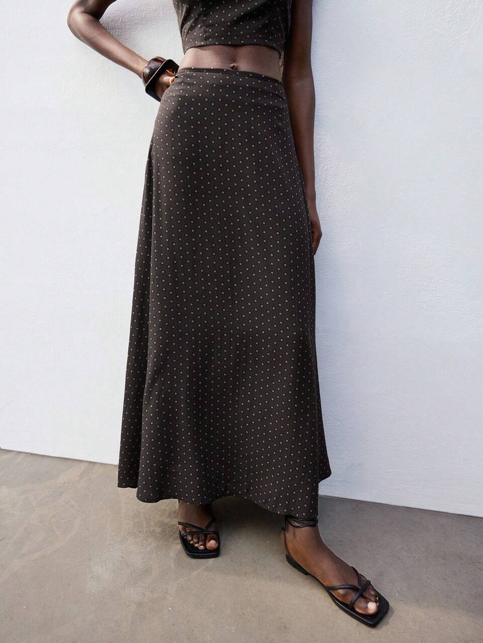 SHEIN Maija Women's Summer Casual Polka Dot Print Cami & Skirt 2 Pieces Set