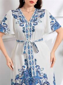 Modelyn Plus Size Elegant Floral Print Summer Dress