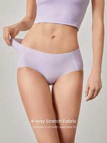 GLOWMODE 2 Packs Lightweight Breathable Sweat-Wicking Mid-Waist Full Coverage Seamless No-Show Underwear Daily Workout - Mauve Purple - View 3