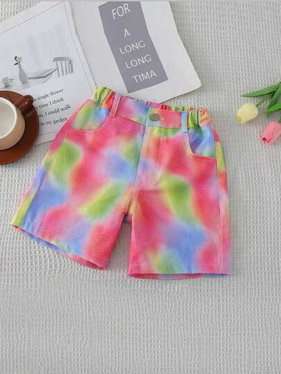 Toddler Tie Dye Colorful Casual Vacation Bermuda Shorts