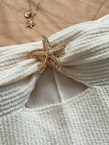 Soleia Women's Holiday Wave Stripe Knit Texture Off Shoulder Hollow Out Long Sleeve Short Jumpsuit, Suitable For Vacation, Date, Afternoon Tea, Seaside Beach, Cruise, Island Resort, Urban Travel, Music Festival, Boho Style Cream Jumpsuit Off The Shoulder Jumpsuit Knitted Jumpsuit Cream Jumpsuit Cream Playsuit Ribbed Playsuit Off The Shoulder Playsuit Cream Romper Knitted Romper Off The Shoulder Romper Ribbed Romper Back To School, Back To School Season, Graduation Season Knitted Jumpsuit - Apricot - View 5