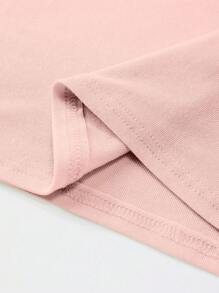 Jouncy 女式浅粉色修身圆领短袖休闲T恤 - 淺粉色 - 查看 6