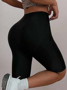 SHEIN EZwear Quần legging đen cạp cao cỡ lớn thường ngày - màu đen - Xem 5