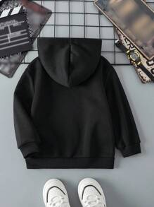 BATMAN X SHEIN Young Boy Casual Cartoon Graphic Hoodie Sweatshirt, Suitable For Autumn/Winter Fall - Black - View 2