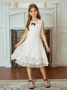 Hapijoa 女童无袖圆领连衣裙，秋季服装 - 杏色 - 查看 4