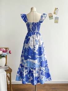 Soleia Váy maxi cổ vuông tay lửng họa tiết hoa, thích hợp cho mùa hè, ngày lễ, hẹn hò, ngày lễ tình nhân, tiệc trà chiều - Nhiều màu - Xem 2