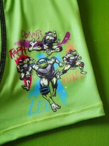 TEENAGE MUTANT NINJA TURTLES | SHEIN 5pcs Tween Boy Black & Green Cool Boy Soft & Comfy Cute Cartoon Turtle Printed Underwear,Basic Casual Briefs - Multicolor - View 5