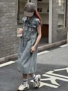 Dazy Kids Girl Teens Denim Overall Dress, Fall