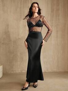 Anewsta Top noir transparent et sexy pour concert, convient pour les tenues d'Halloween