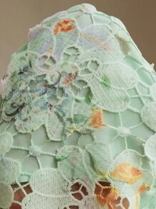 Anewsta 女士优雅花卉蕾丝镂空褶皱鱼尾下摆修身半身裙，夏季穿搭 - 綠色 - 查看 8