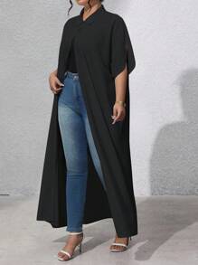 EMERY ROSE ملابس علوية أنيق طويل الأكمام أسود للخروج في الصيف مقاس كبير الحجم