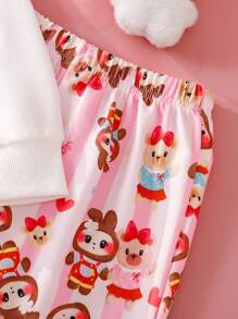 SHEIN Persoplay Kids Felpa da ragazza con collo tondo e maniche a raglan, con stampa digitale carina per uso quotidiano, adatta per l'autunno