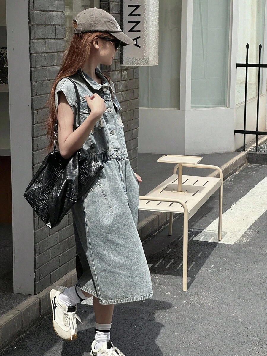 Dazy Kids Girl Teens Denim Overall Dress, Fall