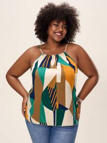 SHEIN LUNE Plus Size Minimalist Sleeveless Printed Top, Casual Everyday Wear Valentine Day Vacation Outfits Woman Summer Outfits For Women Going Out Tops Women,Business Casual Woman,Summer,Cute Shirts,Office - Multicolor - View 5