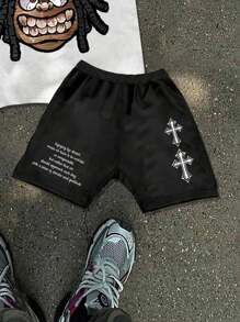 SHEIN Leap Crew 2pcs/Set Tween Boys Casual Cartoon Pattern Round Neck Short Sleeve T-Shirt And Shorts Set, Summer - Multicolor - View 3