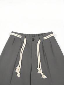 Manfinity Hypemode Pantaloni ampi a vita alta in stile americano casual, gamba larga, in velluto a coste, pantaloni dritti rilassati, colore bianco