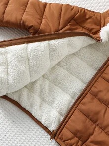 Cozy Pixies 男宝宝卡通熊耳朵连帽保暖长袖夹克 - 棕色 - 查看 9