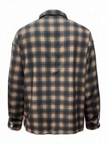 男士休闲格子印花街头潮流衬衫，必备旅行衬衫 - 彩色 - 查看 4